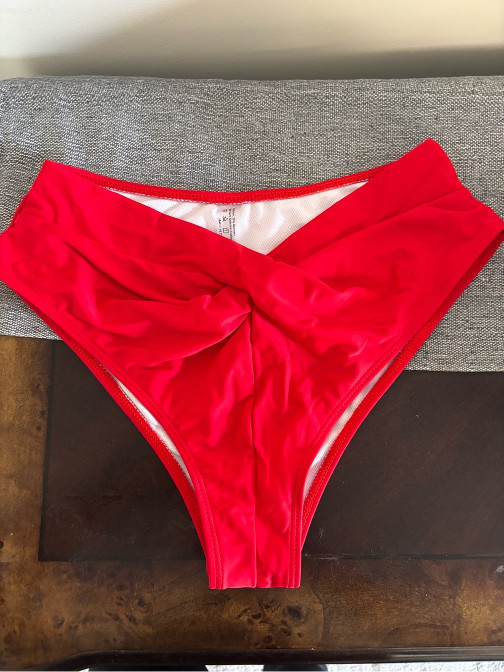 SHEIN Red Twist High-Waist Bikini Bottom